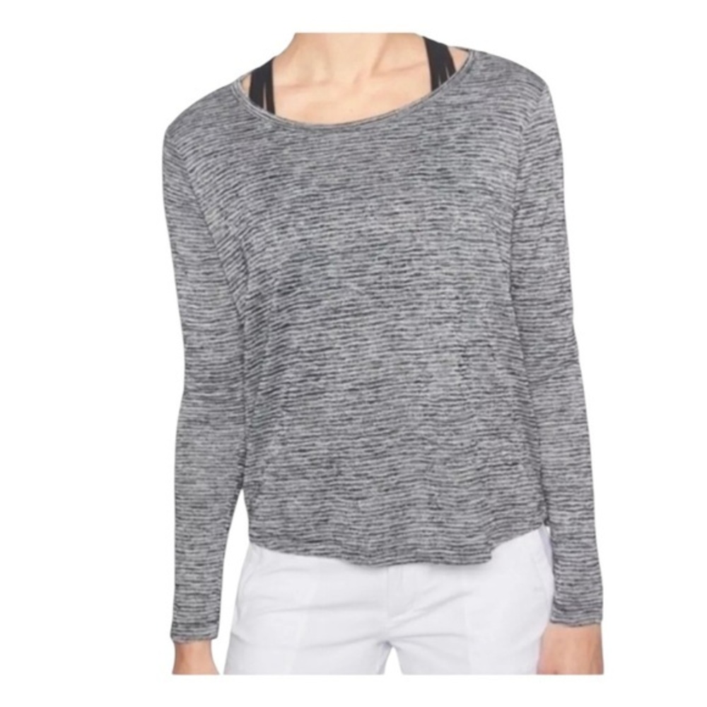 Athleta Women's Blue White Long Sleeve Breezy Open Back Top Large